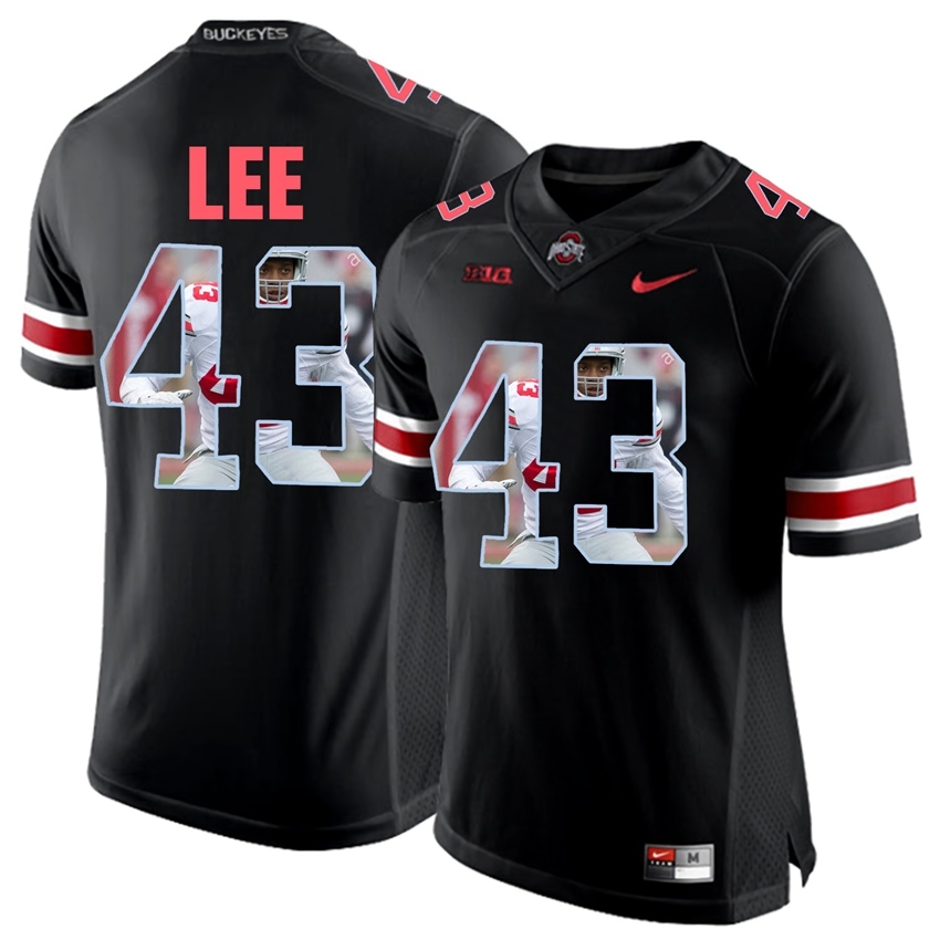 Ohio State Buckeyes Men's NCAA Darron Lee #43 Blackout With Portrait Print College Football Jersey UED0349RC